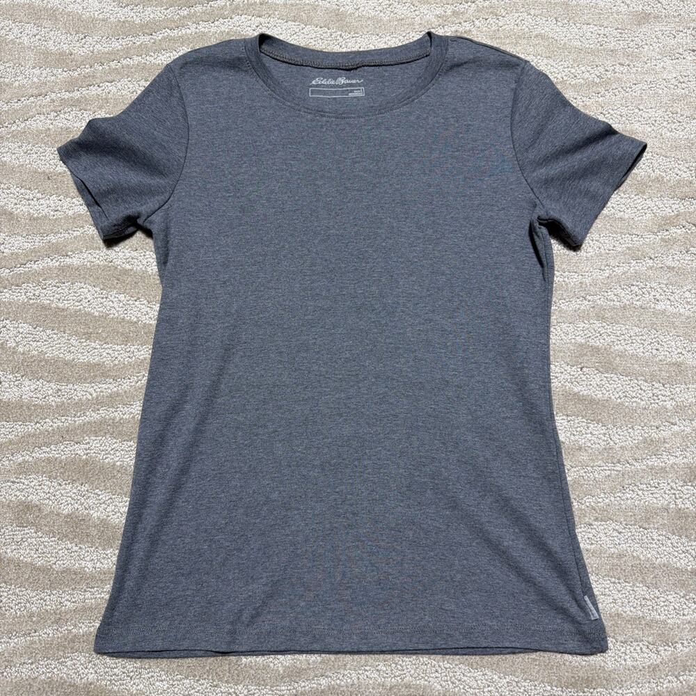 Eddie Bauer Womens L T Shirt Gray Active Solid Tee Short Sleeve Top